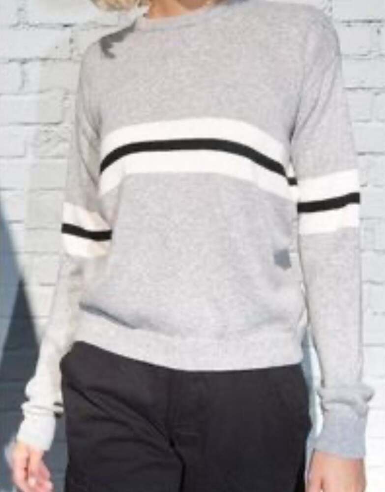 Brandy Melville Grey and White Striped Long Sleeve Sweater